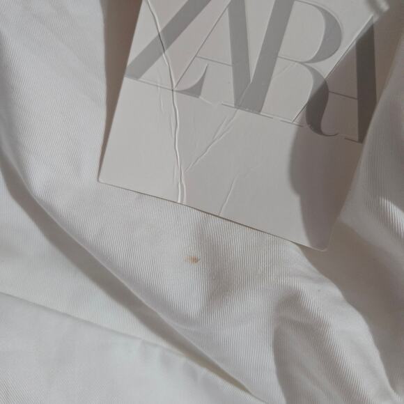 Zara Bubble Midi Skirt White Poplin Balloon Hem Pockets Billowy Elastic Waist XS - Picture 8 of 14